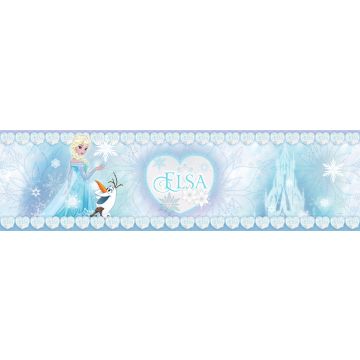 frise de papier peint adhésive La Reine des neiges Elsa bleu clair de Disney