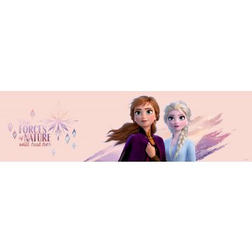 frise de papier peint adhésive La Reine des neiges Anna & Elsa rose pêche de Disney