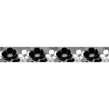frise de papier peint adhésive fleurs noir et blanc et gris de Sanders & Sanders