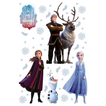 sticker mural La Reine des neiges bleu, marron et violet de Disney