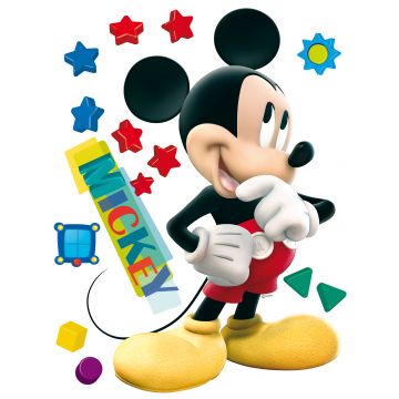 sticker mural Mickey Mouse jaune, rouge et bleu de Disney