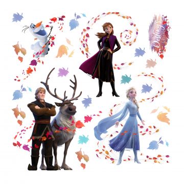 sticker mural La Reine des neiges bleu, marron et violet de Disney