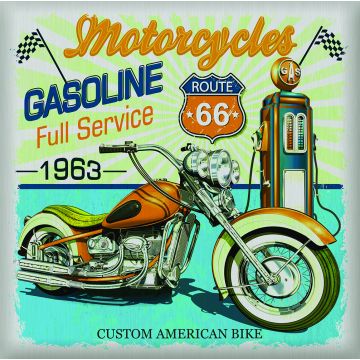 sticker mural moto vintage bleu, orange et jaune de Sanders & Sanders