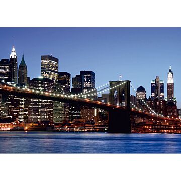papier peint panoramique Pont de Brooklyn New York bleu de Sanders & Sanders
