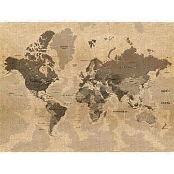 papier peint panoramique carte du monde beige et marron de Sanders & Sanders