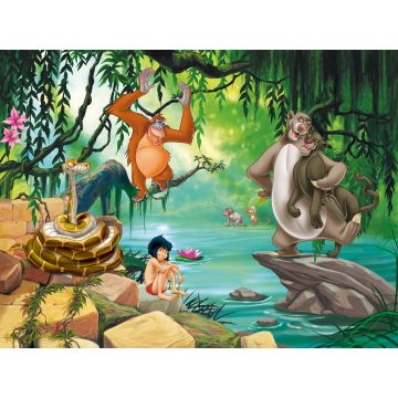 papier peint panoramique Le Livre de la jungle vert, bleu et beige de Disney