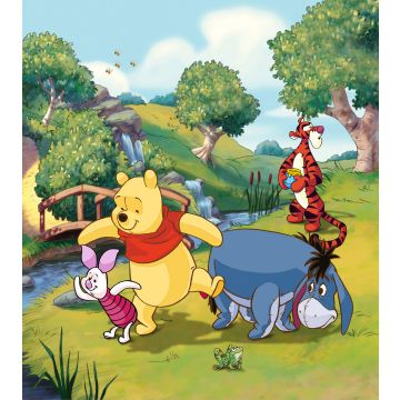 papier peint panoramique Winnie l'ourson vert, bleu et jaune de Disney