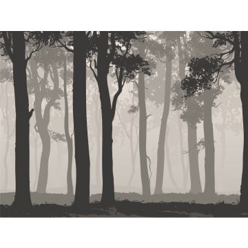 papier peint panoramique paysage boisé gris et noir de Sanders & Sanders