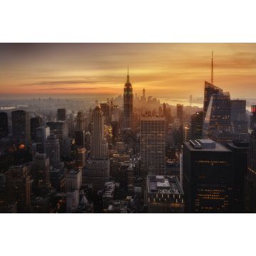 papier peint panoramique New York skyline orange chaude et brun grisé de Sanders & Sanders