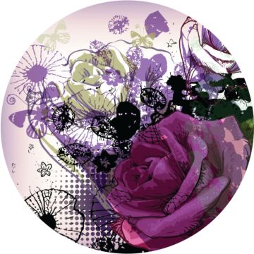 papier peint panoramique rond adhésif fleurs violet et rose de Sanders & Sanders