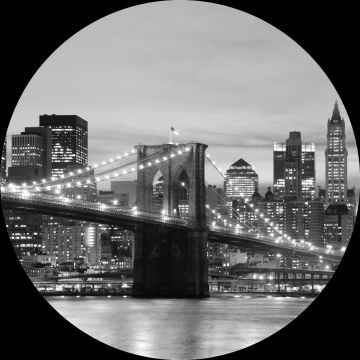 papier peint panoramique rond adhésif Pont de Brooklyn New York noir et blanc de Sanders & Sanders