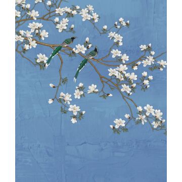 papier peint panoramique branches de fleurs bleu gris de Sanders & Sanders