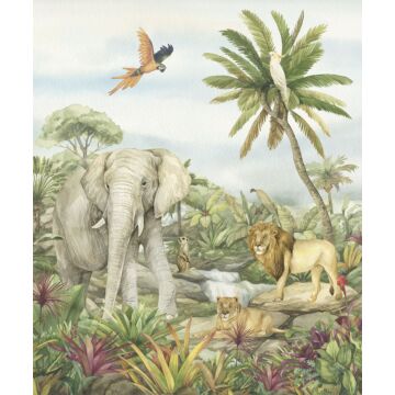 papier peint panoramique animaux de la jungle vert de Sanders & Sanders