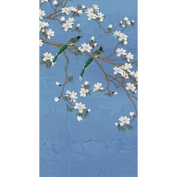 papier peint panoramique branches de fleurs bleu gris de Sanders & Sanders