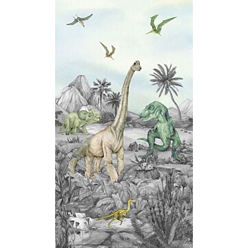 papier peint panoramique dinosaures vert de Sanders & Sanders