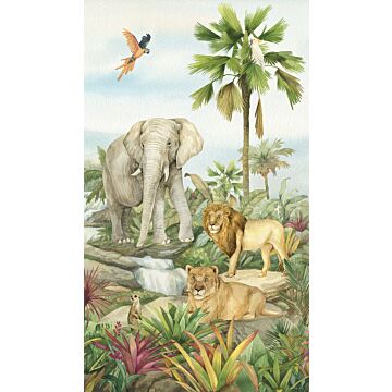papier peint panoramique animaux de la jungle vert de Sanders & Sanders