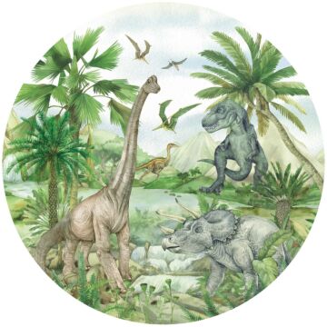 papier peint panoramique rond adhésif dinosaures vert de Sanders & Sanders