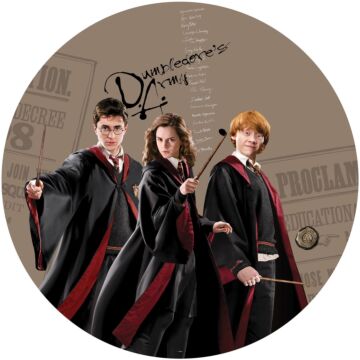 papier peint panoramique rond adhésif Harry Potter, Hermione Granger, Ron Weasley beige, noir et rouge de Sanders & Sanders