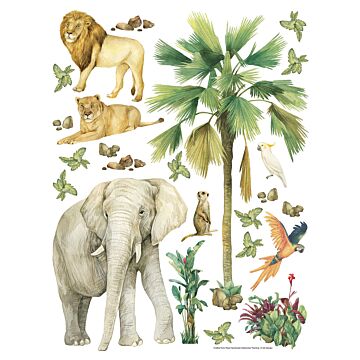 sticker mural animaux de la jungle vert de Sanders & Sanders