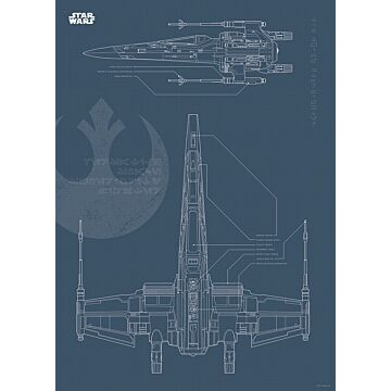 affiche Star Wars Blueprint X-Wing bleu foncé de Komar