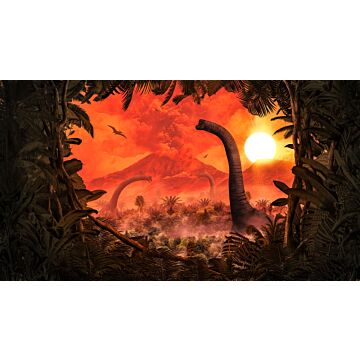 papier peint panoramique Brachiosaurus Panorama orange et vert de Komar