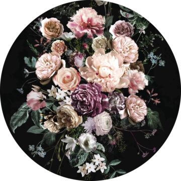 papier peint panoramique rond adhésif Enchanted Flowers rose et noir de Komar