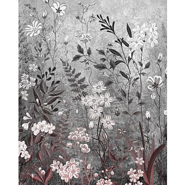 papier peint panoramique Moonlight Flowers gris de Komar