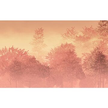 papier peint panoramique Heartwood rose orange pêche de Komar