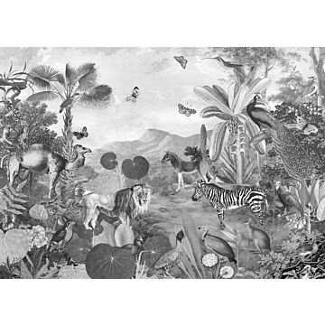 papier peint panoramique Flora and Fauna noir et blanc de Komar