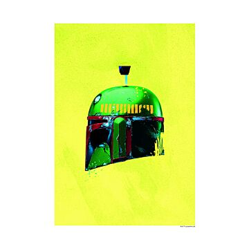 affiche Star Wars Classic Helmets Boba Fett jaune et vert de Sanders & Sanders