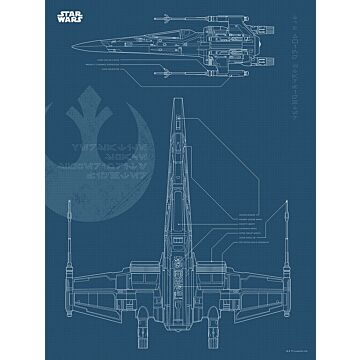 affiche Star Wars Blueprint X-Wing bleu foncé de Sanders & Sanders