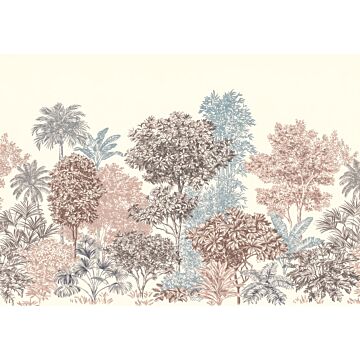 papier peint panoramique des arbres vieux rose et bleu gris de Sanders & Sanders