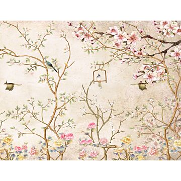 papier peint panoramique fleurs et oiseaux beige de Sanders & Sanders