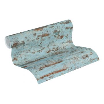 papier peint brique bleu et brun rouille de A.S. Création
