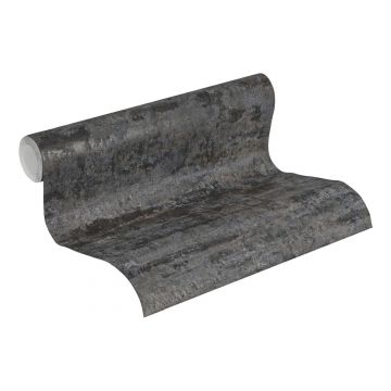 papier peint brique gris charbon de bois de A.S. Création