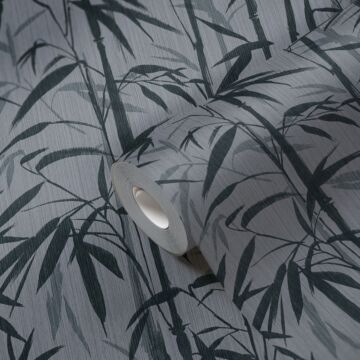 papier peint bambou gris et noir de Livingwalls