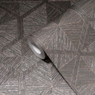 papier peint géométrique bronze et gris de Livingwalls